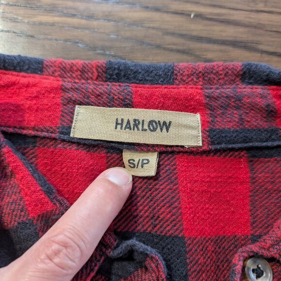 Harlow cropped flannel shirt red black buffalo plaid size small - Picture 7 of 13